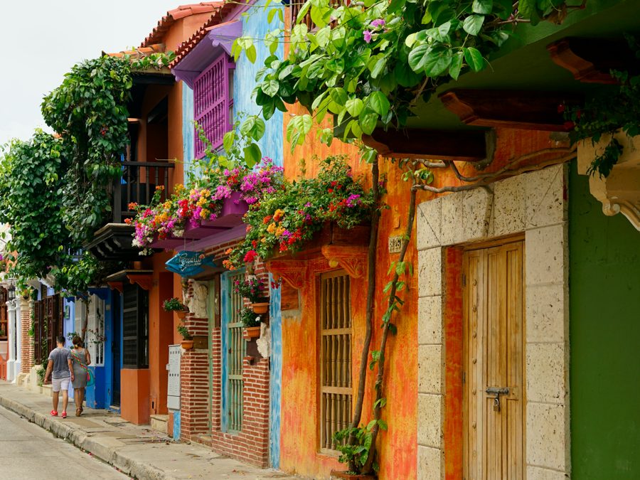 Colorful street in Cartagena, Colombia